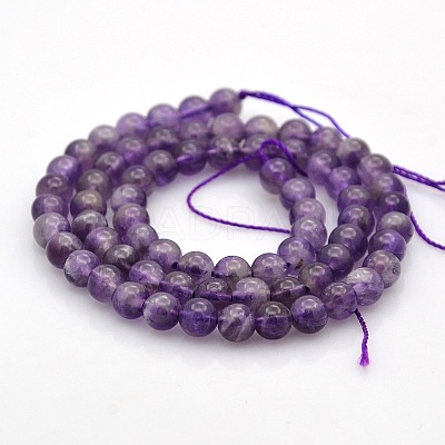 Natural Amethyst Round Beads Strands G-N0120-11A-6mm-1