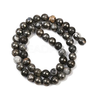 Natural Pyrite Beads Strands G-G839-01-8mm-1