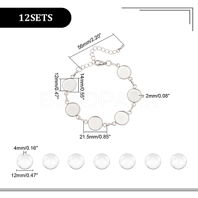 Round Tray 304 Stainless Steel Link Bracelets BJEW-AB00002-1