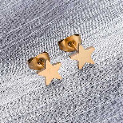 Ion Plating(IP) 304 Stainless Steel Ear Studs X-EJEW-P045-05G-1