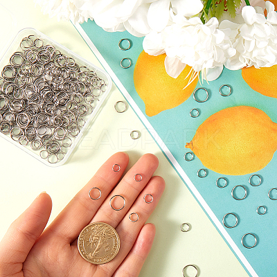 500Pcs 5 Styles 304 Stainless Steel Split Rings STAS-SP0001-65-1