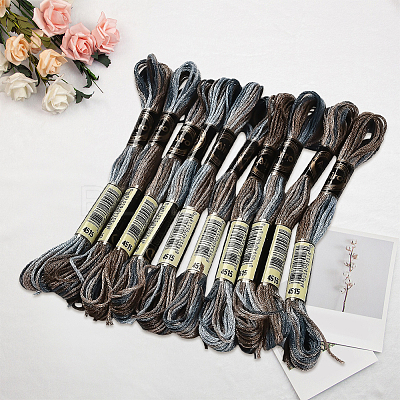 10 Skeins 6-Ply Polyester Embroidery Floss OCOR-CY0002-99E-1