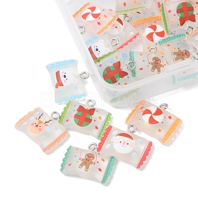 24Pcs 6 Colors Christmas Theme Transparent Resin Imitation Food Pendants RESI-FS0001-42-1
