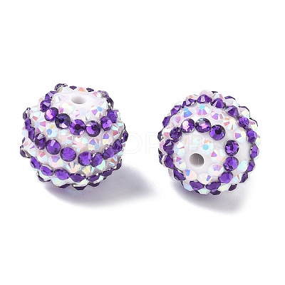 Striped Resin Rhinestone Beads OACR-A037-01A-1