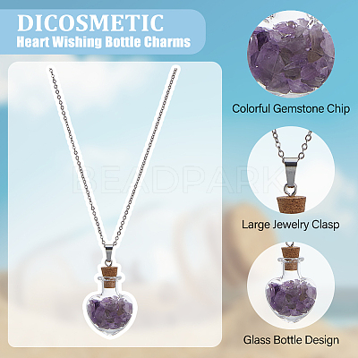 2 Sets Mixed Stone Chip Heart Glass Wishing Bottle Pendants FIND-DC0005-62-1