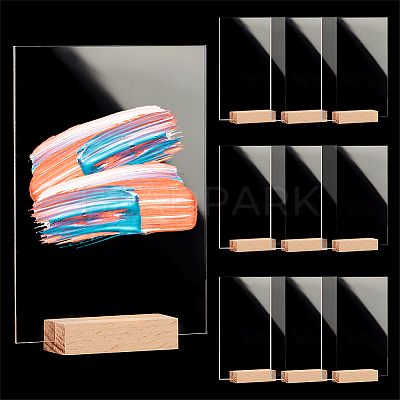Transparent Acrylic Place Card & Wood Card Holder Set AJEW-WH0342-23-1