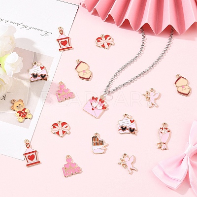 20Pcs 10 Styles Valentine's Day Alloy Enamel Pendants ENAM-YW0008-67-1