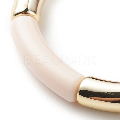 Acrylic Curved Tube Beaded Stretch Bracelet for Women BJEW-JB08438-01-1