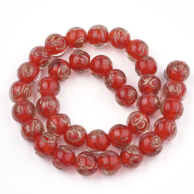 Handmade Gold Sand Lampwork Beads LAMP-T006-07G-1