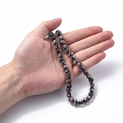 Handmade Gold Sand Lampwork Beads Strands LAMP-R141-10mm-03-1