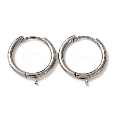 201 Stainless Steel Hoop Earring Findings STAS-D379-06B-P-1