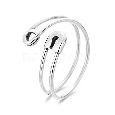 Pin Shaped 925 Sterling Silver Adjustable Cuff Rings for Women FS-WG4AD82-01-1