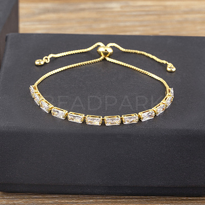 Brass Micro Pave Cubic Zirconia Slider Bracelets FS-WG49F5F-05-1