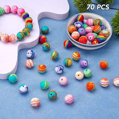 WEWAYSMILE 70Pcs 7 Styles 15mm Silicone Round Beads Making Kit JX487A-1