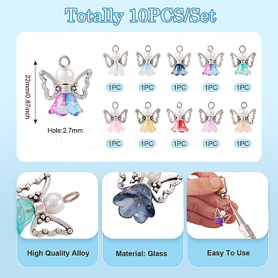 10Pcs Alloy Glass Pendants PALLOY-TAC0150-1