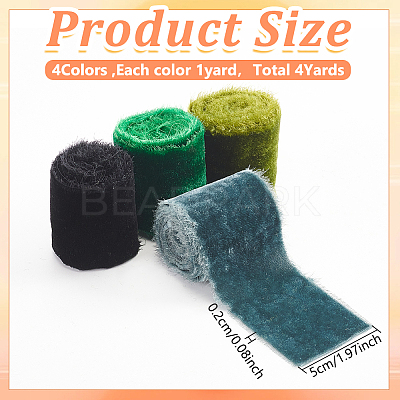 4 Yards 4 Colors Frayed Velvet Ribbon SRIB-WR0001-08B-1