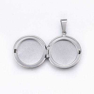 Tarnish Resistant 304 Stainless Steel Locket Pendants STAS-O103-30P-1