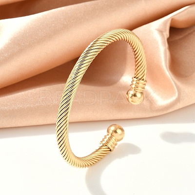 304 Stainless Steel Torque Bangles BJEW-G584-05-1