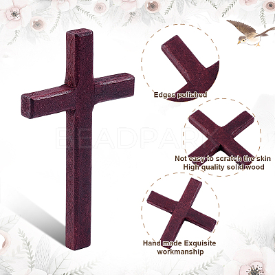 6Pcs 3 Colors Wood Cross Wall Decoration DJEW-ME0001-09-1