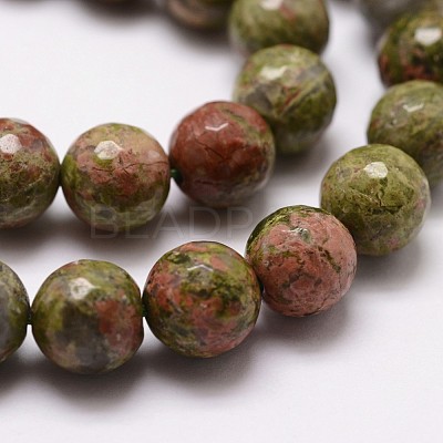 Natural Unakite Beads Strands G-G736-26-6mm-1