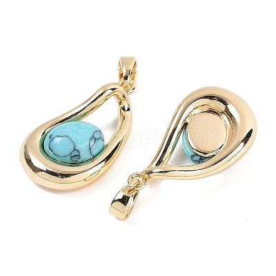 Synthetic Turquoise Teardrop Pendants KK-U043-39G-02-1