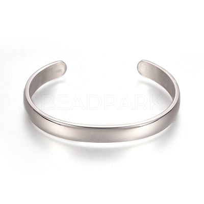 304 Stainless Steel Cuff Bangles STAS-I110-10-8mm-1