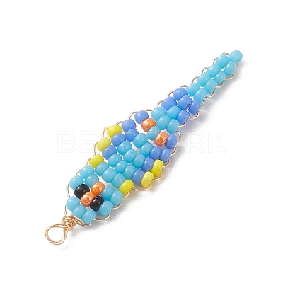 Glass Seed Beaded Pendants PALLOY-MZ01239-03-1