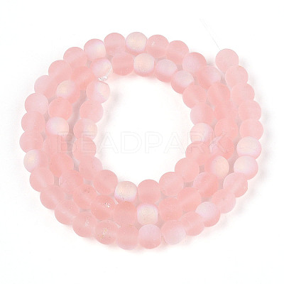 Frosted Transparent Glass Beads Strands GLAA-T032-T6mm-MBB10-1