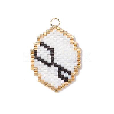 Glass Seed Beaded Twelve Constellations Pendants PALLOY-MZ00891-09-1