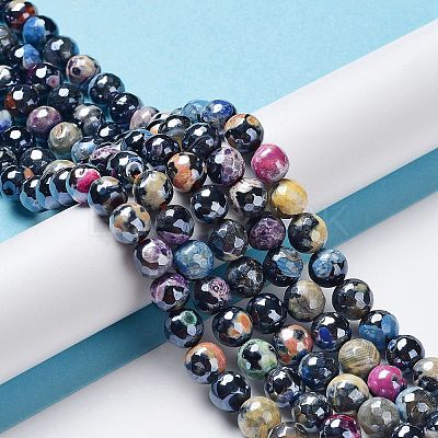 Electroplate Natural Fire Crackle Agate Beads Strands G-G0006-A01-09-1