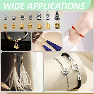140Pcs 14 Styles Tibetan Style Alloy Cord Ends FIND-PH0025-78-1