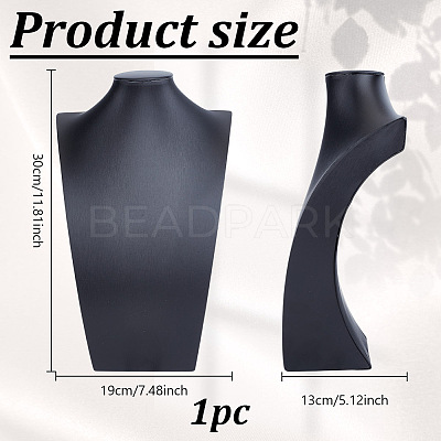 Bust Shaped Wood Covered with PU Leather Necklaces Display Stands ODIS-WH0043-153-1