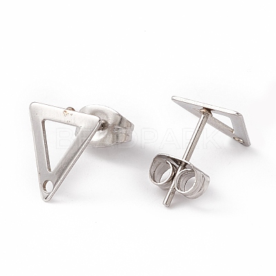Non-Tarnish 201 Stainless Steel Stud Earring Findings with Hole EJEW-A071-29P-1