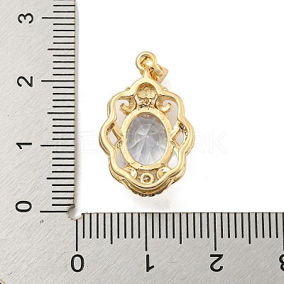 Brass Micro Pave Clear Cubic Zirconia Pendants KK-P263-26KCG-03-1