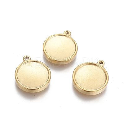 PVD Vacuum Plating 304 Stainless Steel Pendants Cabochon Settings STAS-I105-24G-1