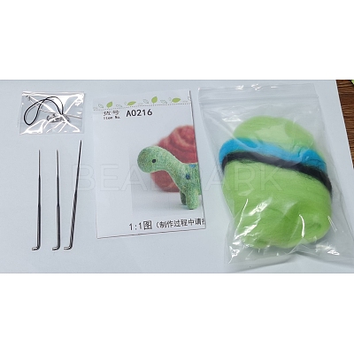 Cartoon Dinosaur Shape Needle Felting Starter Kit DOLL-PW0005-061D-1