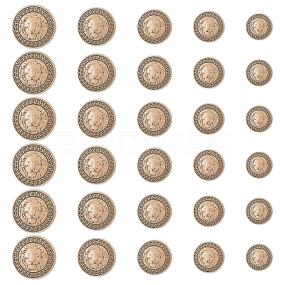 30Pcs 5 Styles Zinc Alloy Buttons BUTT-FH0001-016AG-1