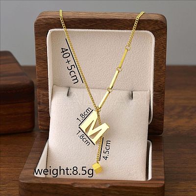 304 Stainless Steel Initial Pendant with Dice Tassel Necklaces FS-WGD823D-13-1