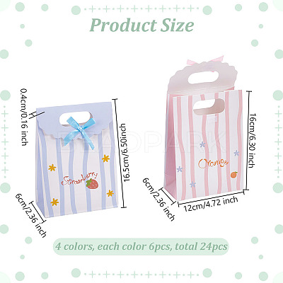 24Pcs 4 Colors Flower Print Paper Gift Tote Bags with Ribbon Bowknot Design ABAG-GO0001-03B-1