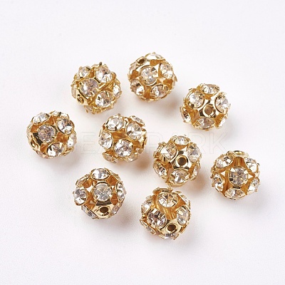 Brass Clear Rhinestone Beads RB-A017-8mm-G-1