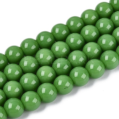 Opaque Solid Color Glass Beads Strands GLAA-T032-P8mm-17-1