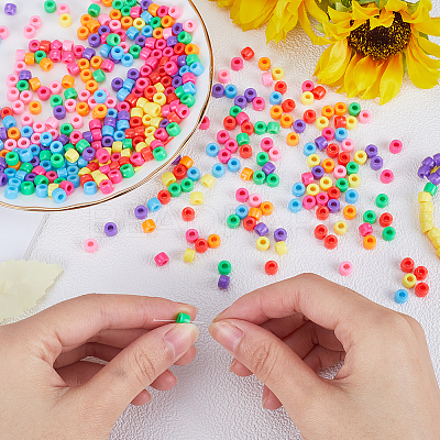 800Pcs 8 Colors Opaque Plastic Beads KY-SC0001-86-1