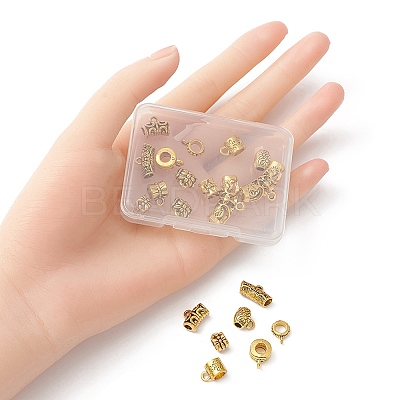 20Pcs 10 Style Tibetan Style Alloy Tube Bails FIND-YW0003-69-1