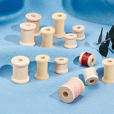 48Pcs 3 Style Schima Wood Sewing Embroidery Thread Spool ODIS-PH0001-41-1