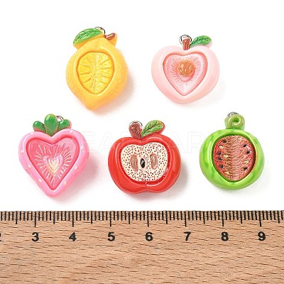 Opaque Resin Imitation Fruit Pendants RE-CBADD3D-01-1