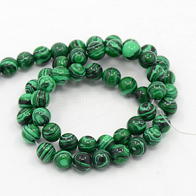 Synthetic Malachite Beads Strands G-D065-6mm-1