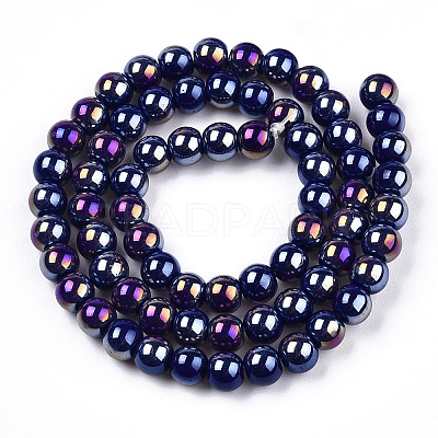 Electroplate Opaque Glass Beads Strands X-GLAA-T032-P6mm-AB03-1