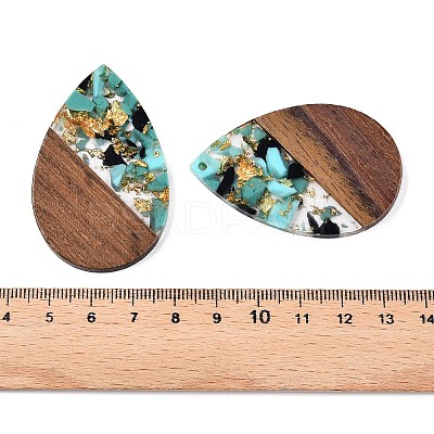 Transparent Resin & Walnut Wood Big Pendants RESI-T058-05L-1