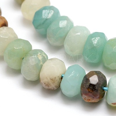 Faceted Natural Flower Amazonite Rondelle Beads Strands X-G-K090-12-1