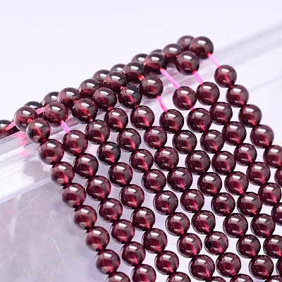 Mozambique Import Natural Grade AAAA Garnet Round Beads Strands G-E300-AAAA-6mm-1